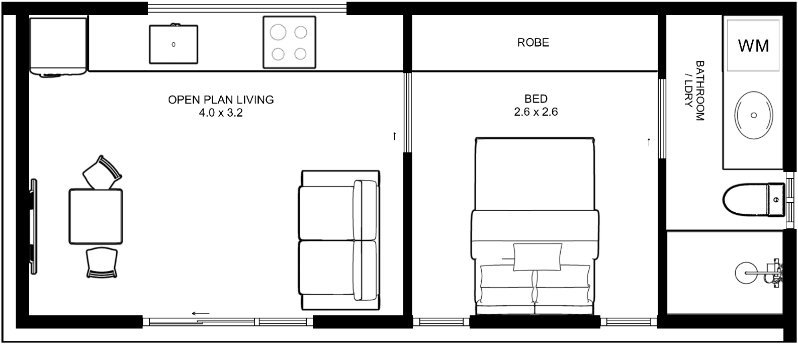 Murray granny flat floorplan – 30.2m², Melbourne